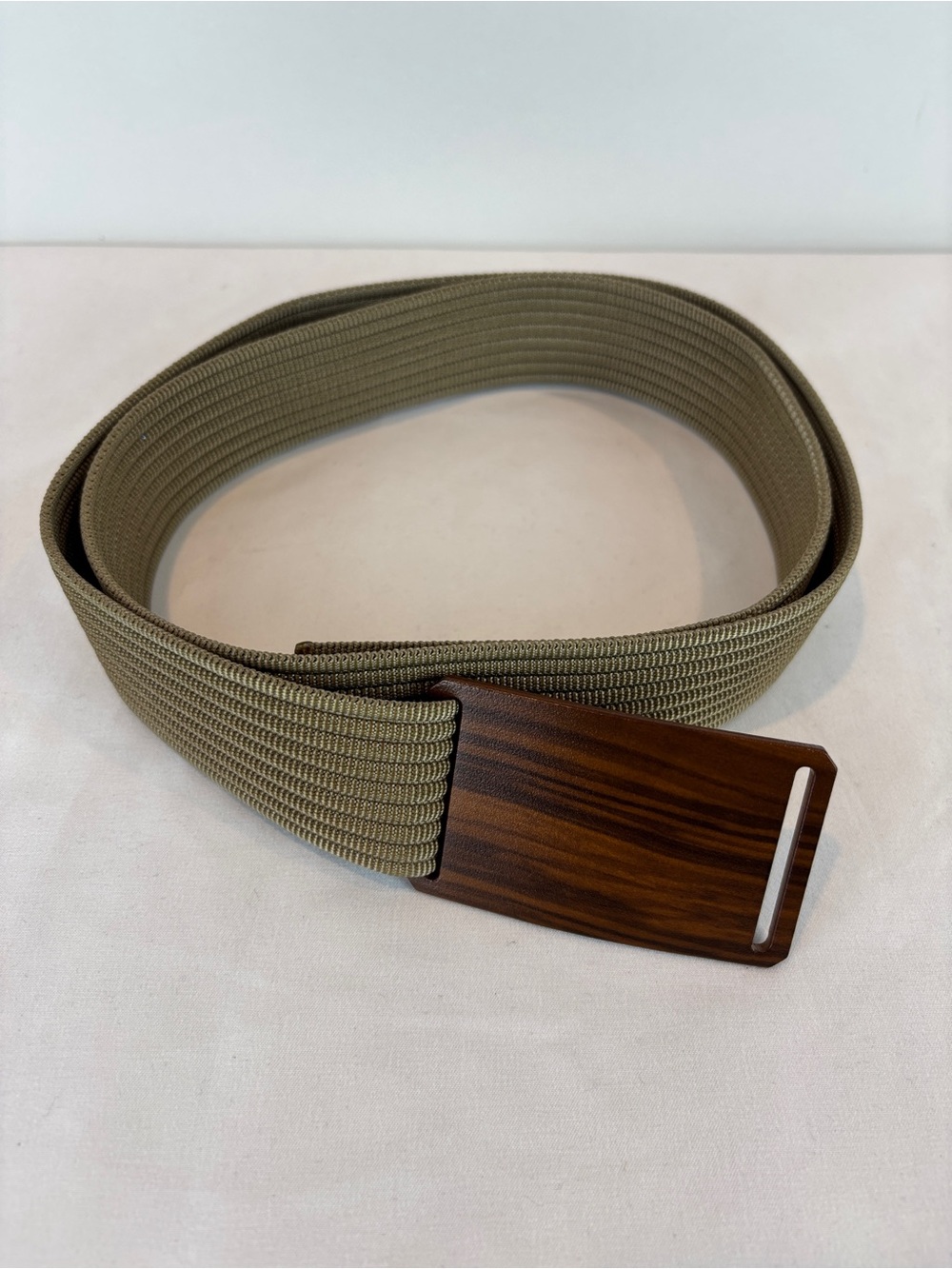 GRIP6 Olive Belt Khaki Green Brown Nylon Walnut Wood Buckle Mens S Gorpcore